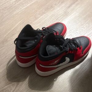 Jordan Kids Red and Black Low-Top Sneakers with Silver Swoosh